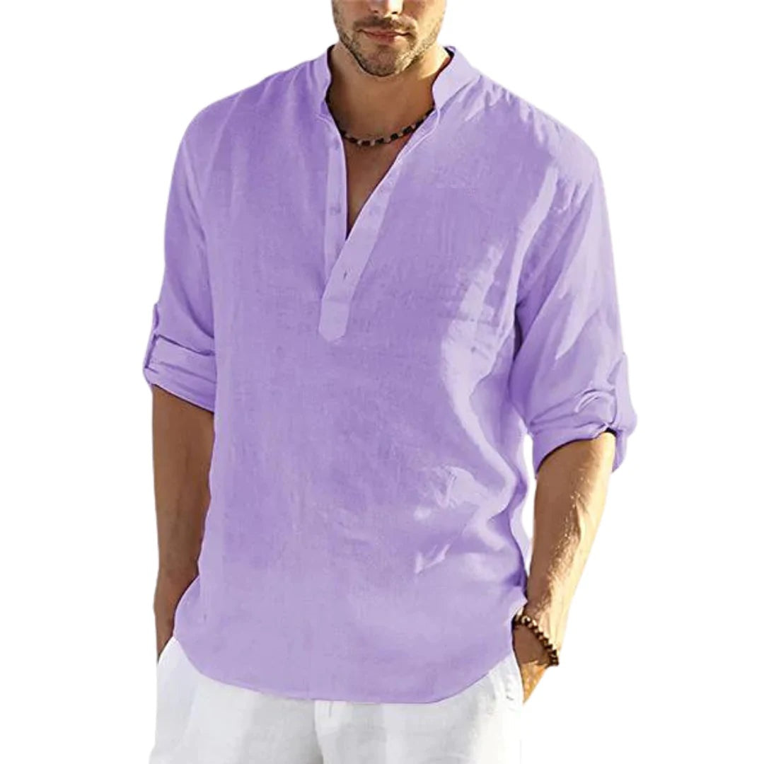 CloudCoton Cotton-Linen Stand Collar Shirt - product image 9