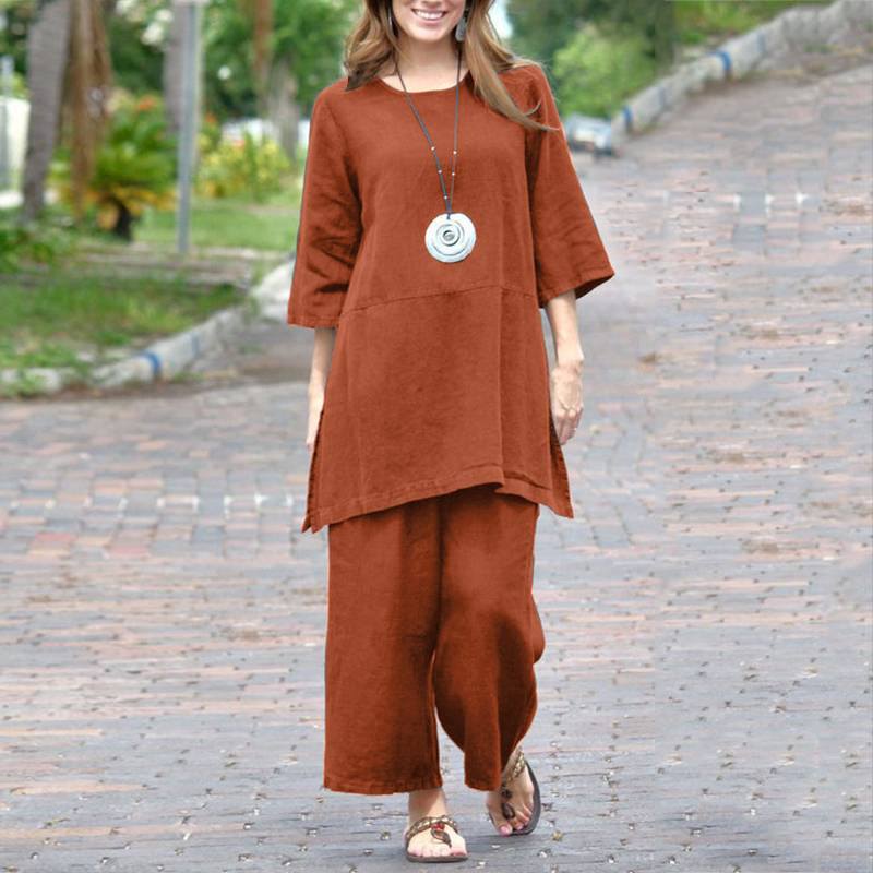 Cotton-linen Casual Long-sleeve Loose Cotton Set