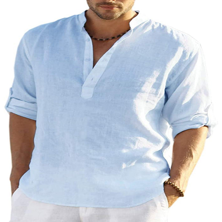 CloudCoton Cotton-Linen Stand Collar Shirt - product image 10