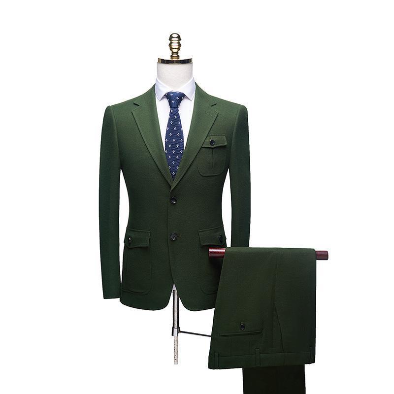 Green Velvet Business Casual Suit