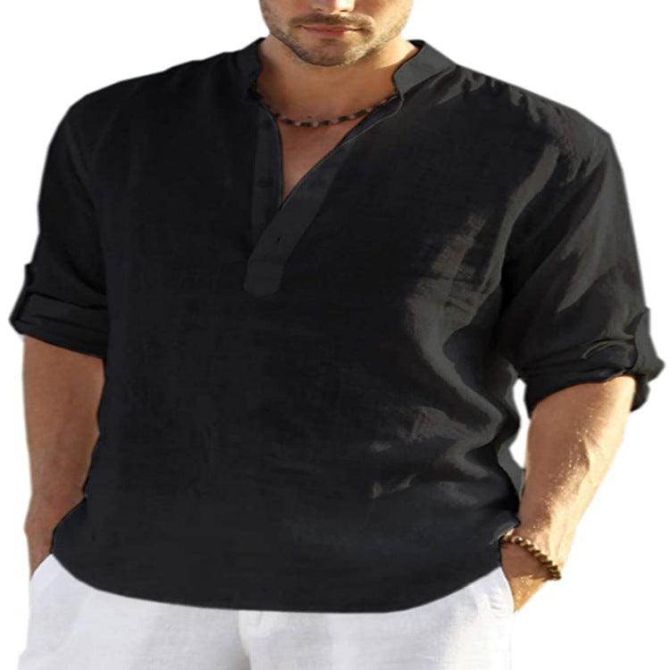 CloudCoton Cotton-Linen Stand Collar Shirt - product image 11