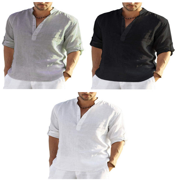 CloudCoton Cotton-Linen Stand Collar Shirt - product image 7